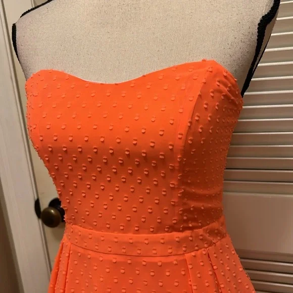 Julie Brown Brittany Dress in Neon Orange, Strapless, Size 4, NWT